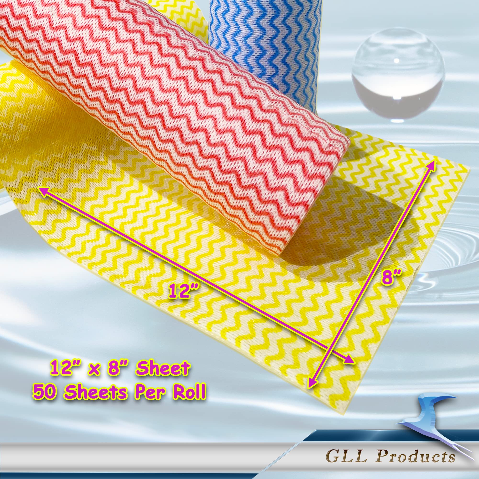 GLL Disposable Cleaning Cloths Wipe Roll, Dish Wash Cloths, Cleaning Washcloth Towel for Kitchen Bathroom Furniture and Car (Pac